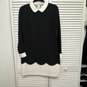 CeCe Black and White Long Sleeve Dress